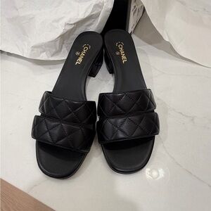 Chanel Black Quilted Sandals